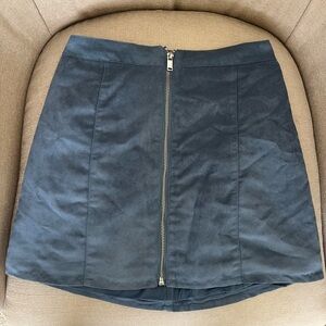 Blue mini suede skirt